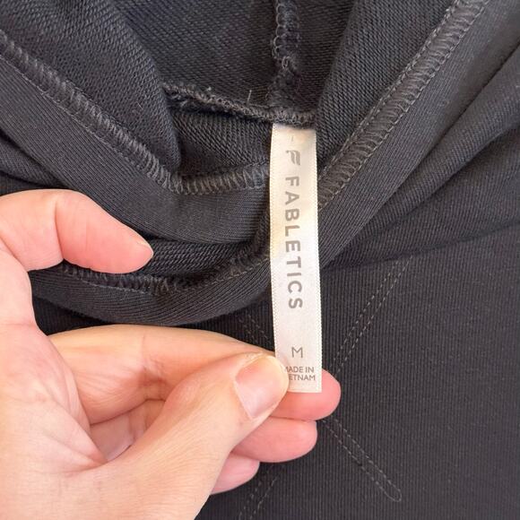 Fabletics Brisa High Slit Logo Pullover Hoodie Women M Black Terry Fleece Casual - Picture 7 of 8